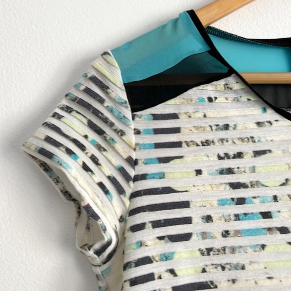 Barney’s New York Mini Dress Short Sleeve Striped Mesh - Picture 4 of 11